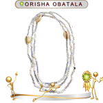 COLLAR ORISHA OBATALA DE CHAQUIRÓN CON CAURY EN ZENSARA