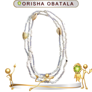 COLLAR ORISHA OBATALA DE CHAQUIRÓN CON CAURY EN ZENSARA