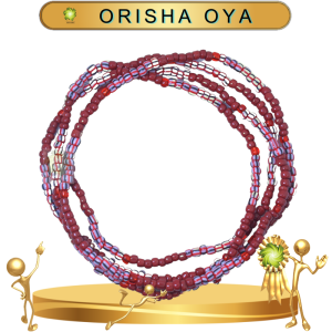 COLLAR ORISHA OYA DE CHAQUIRÓN CON CUENTAS RAYADA EN ZENSARA