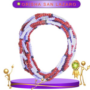 COLLAR ORISHA SAN LÁZARO DE CHAQUIRON CUENTAS RAYADA EN ZENSARA