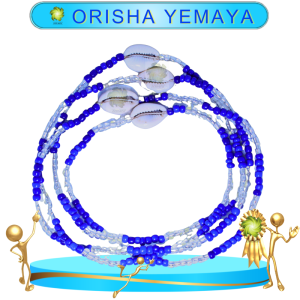 COLLAR ORISHA YEMAYA CHAQUIRÓN CON CAURY EN ZENSARA