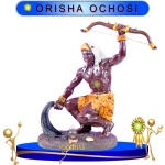 FIGURA ORISHA OCHOSI DE COLOR CON ARCO EN ZENSARA