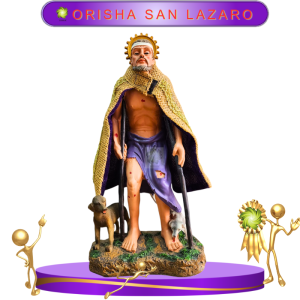 FIGURA ORISHA SAN LAZARO DE COLOR CON CAPA EN ZENSARA