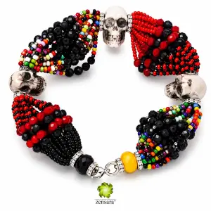PULSERA ORISHA ELEGGUA DE 18 HILOS CON CAMINO DE MUERTO EN ZENSARA