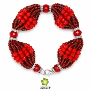 PULSERA ORISHA OYA DE 18 HILOS CON CUENTAS RAYADA EN ZENSARA