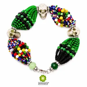 PULSERA ORISHA OGGUN DE 18 HILOS CON CAMINO DE MUERTO EN ZENSARA