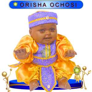 MUÑECO GATEADOR ORISHA OCHOSI DE SATIN EN ZENSARA