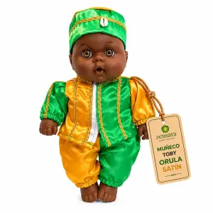Muñeco Toby Orula de Satín Verde y Amarillo | Zensara Metepec