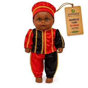 Muñeco Toby Eleguá de Satín Rojo y Negro | Zensara Metepec