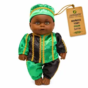 Muñeco Toby Ogún de Satín Verde y Negro | Zensara Metepec