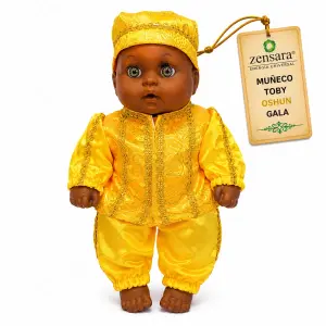 Muñeco Toby Oshún de Gala Amarillo y Dorado | Zensara Metepec