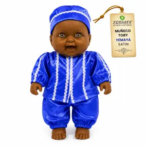 Muñeco Toby Yemayá de Satín Azul y Blanco | Zensara Metepec