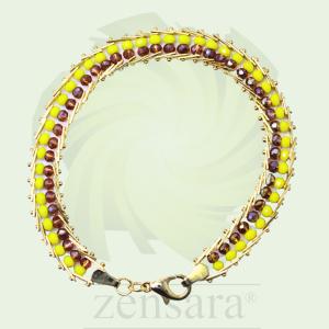 PULSERA EXCLUSIVA ORISHA OSHUN DOBLE CHAPA DE ORO DE 2 HILOS EN ZENSARA