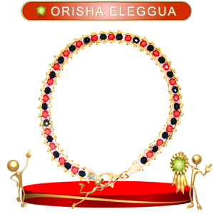 PULSERA EXCLUSIVA ORISHA ELEGGUA DE 1 HILO CON LAMINADO DE ORO EN ZENSARA