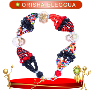 PULSERA ORISHA ELEGGUA DE 10 HILOS CON CAMINO DE MUERTO EN ZENSARA