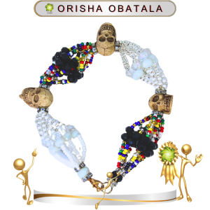 PULSERA ORISHA OBATALA DE 10 HILOS CON CAMINO DE MUERTO EN ZENSARA
