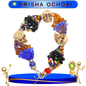 PULSERA ORISHA OCHOSI DE 10 HILOS CON CAMINO DE MUERTO EN ZENSARA