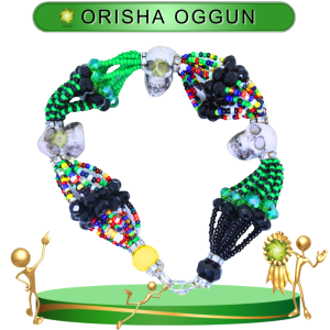 PULSERA ORISHA OGGUN DE 10 HILOS CON CAMINO DE MUERTO EN ZENSARA