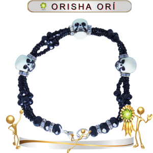 PULSERA ORISHA ORI CON 3 CRÁNEOS DE 3 HILOS EN ZENSARA