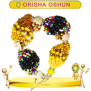 PULSERA ORISHA OSHUN DE 18 HILOS CON CAMINO DE MUERTO EN ZENSARA