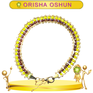 PULSERA EXCLUSIVA ORISHA OSHUN 2 HILOS CON LAMINADO DE ORO EN ZENSARA