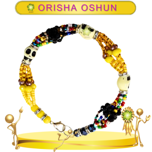 PULSERA ORISHA OSHUN DE 6 HILOS CON CAMINO DE MUERTO EN ZENSARA
